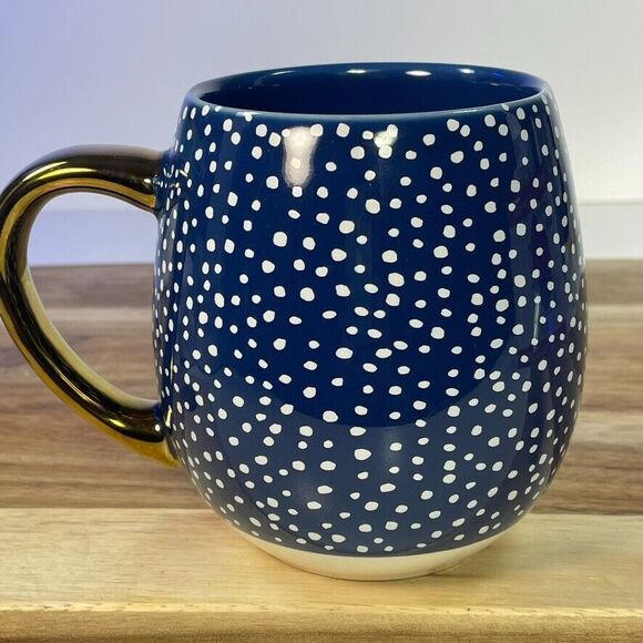 Threshold Merry & Bright Blue Specked Gold Handle Bubble Holiday Christmas Mug - Picture 4 of 8